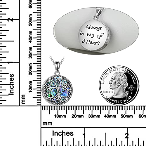 CRMAD Hummingbird/turtle/heart/dragonfly/bee/moon/tree of life Urn Necklace for Ashes Sterling Silver Jewelry for Women Memory Necklace - style: tree of life