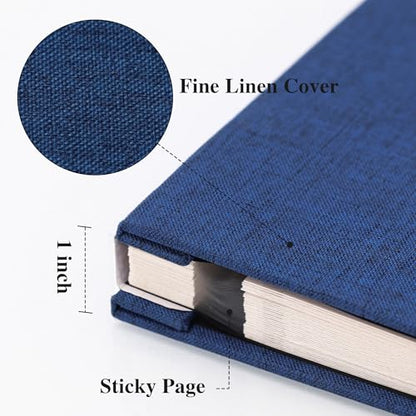 Vienrose Large Photo Album Self Adhesive for 4x6 8x10 Pictures Linen Scrapbook Album DIY 40 Blank Pages with A Metallic Pen - color: Blue, size: 11"x10.6" 40Pages
