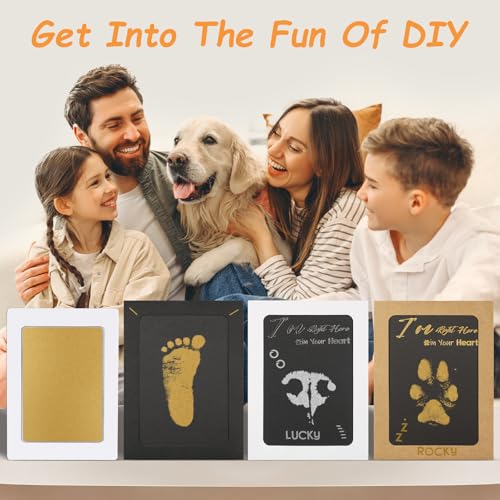 DeerZone Inkless Paw Print Kit,Dog Paw Print Kit,Dog Nose Print Kit - color: Gold/Silver, size: Medium-Large 4 Pack