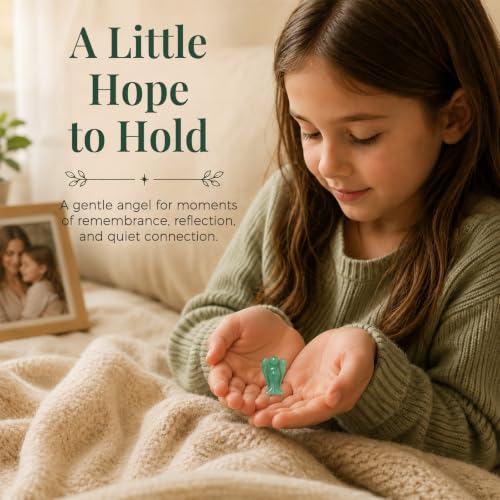 Memorial Gift for Loss of Loved One, Green Aventurine Guardian Angel Pocket Hug Keepsake, Sympathy Angel from Heaven with Message Card, Comfort and Hope Gift (Green) - color: Green