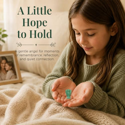 Memorial Gift for Loss of Loved One, Green Aventurine Guardian Angel Pocket Hug Keepsake, Sympathy Angel from Heaven with Message Card, Comfort and Hope Gift (Green) - color: Green