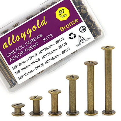 Bronze Phillips Chicago Binding Screws, 100 Pcs (50 Pair) - color: Bronze, size: M5*5.10.15.25.35.45mm