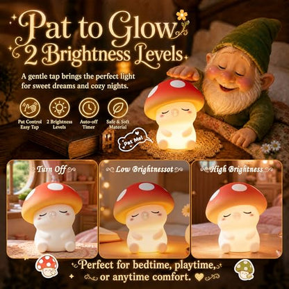 FAMIDUO Mushroom Night Light for Kids, Silicone Squishy RGB Nursery Lamp | 2-Brightness & Breathing 7-Color Rainbow, Anti-Blue Eye-Caring, BPA-Free Silicone Mood Light , Cute Gifts for Baby Toddler - color: Mushroom RGB
