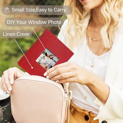 Artmag Mini Photo Album 4x6 50 Pockets 2 Pack, Linen Cover with Front Window Album Each Holds 52 Vertical Photos for Family Wedding Baby Children (Red) - color: Red, size: 50 Pockets/2PKS