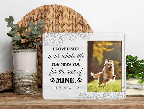Dog Memorial Picture Frame - In Loving Memory Wood Photo Frame, Sympathy & Bereavement Gifts for Loss of Dog - I Loved You Your Whole Life Frame - Pet Remembrance Gift - style: Dog Memorial 8