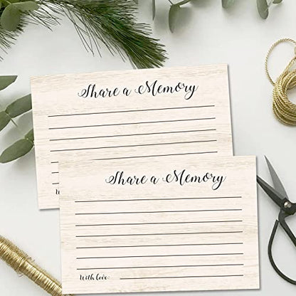 Share A Memory Cards, 50 Rustic Wood Cards and Sign for Wedding, Shower, Birthday, Funeral, Retirement, Graduation, Life Memories, Guest Book Alternative Advice Game.