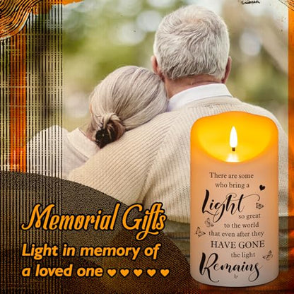 Flameless Memorial Candle, Real Wax LED Light with Remote Sympathy Bereavement Gifts for Loss of Loved One Sympathy Candles for Loss of Mother Father Mom Dad Son Remembrance Gifts (4" x 7") - color: Bring A Light