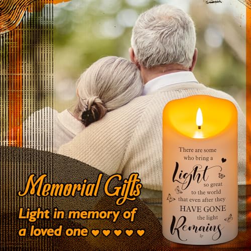 Flameless Memorial Candle, Real Wax LED Light with Remote Sympathy Bereavement Gifts for Loss of Loved One Sympathy Candles for Loss of Mother Father Mom Dad Son Remembrance Gifts (4" x 7") - color: Bring A Light