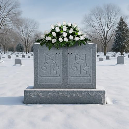 Sympathy Silks 30" Headstone Flower Saddle Artificial Cemetery Flowers - Gravesite Flowers - White Roses - color: White Roses, size: Saddle