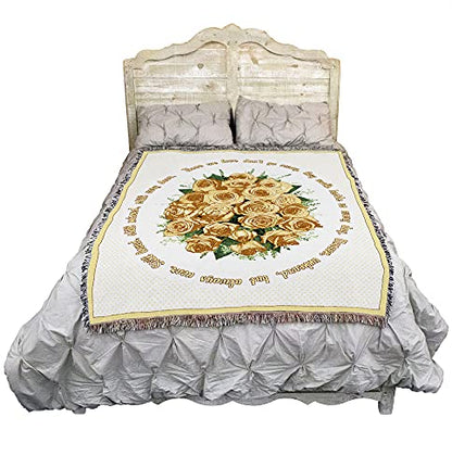 Pure Country Weavers Bundle of Yellow Roses Blanket - Those We Love Don't Go Away - Sympathy Bereavement Gift Tapestry Throw Woven from Cotton - Made in the USA (72x54) - color: Yellow Roses, size: 72" x 54"