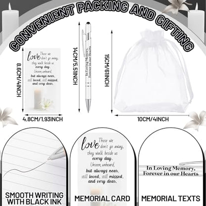 Yeaqee 150pcs/50set Funeral Favor Pen Poem Card for Guests, White, Elegant - color: White, style: Elegant