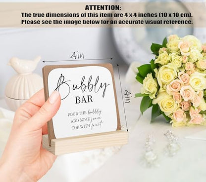 Modern Bubbly Bar Sign, Wedding Signs for Ceremony and Reception, Bridal Shower Centerpieces for Tables, Marriage Reception, Bridal Shower Party Favors, Wedding Sign with Wooden Base - color: bubbles1