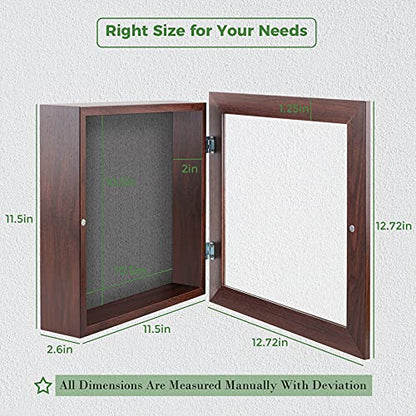 Frametory 11x11 Shadow Box Frame Display Case, 2-inch Depth (Walnut) - color: Walnut, size: 11x11(1 Set)