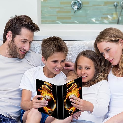 Photo Album 4x6 Photos - 60 Photos Capacity PU Leather Cover Photo Album with Strong Elastic Band, Portable Picture Album for Family Wedding Wedding Anniversary, Football Fire - color: Football Fire