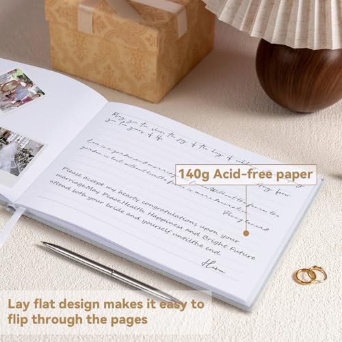 1DOT2 Linen Wedding Guest Book, Beige, No Year - color: Beige, size: No Year