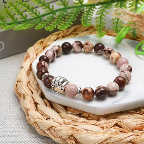 Aelciyue Pet Memorial Mothers Day Birthday Xmas Valentines Day Gifts for Loss Of Cats Dogs Mom Dad Paw Print Gifts Bracelets - style: Brown Paw Print