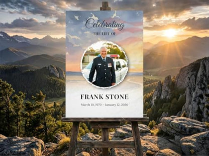 American Flag Funeral Welcome Sign, Police Celebration of Life Welcome Sign, in Loving Memory Sign, Celebration of Life, Celebration of Life Sign, Memorial Sign with Photo,Funeral Welcome Sign #Tfo12 - color: Version #19