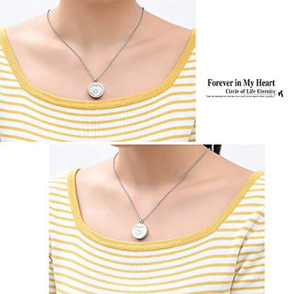 Hearbeingt Tree of Life Cremation Jewelry Paw Print Urn Necklace for Ashes - color: B-Silver