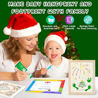 Baby Hand and Footprint Paint with Sponge Head, 2.54 fl oz, Non-Toxic & Acid-Free, Washable Baby Safe Paint for Newborn Keepsakes, Dog Nose & Paw Prints, Ideal New Mom Gift - Green - color: Green