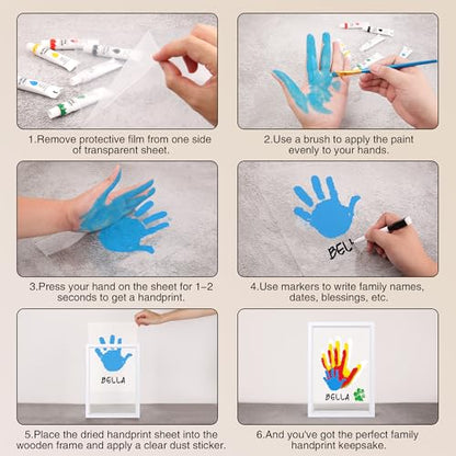Family Handprint Kit for 4, Hand Print Keepsake Frame DIY Craft Gift - color: White, size: 4 Pages Acrylic Boards