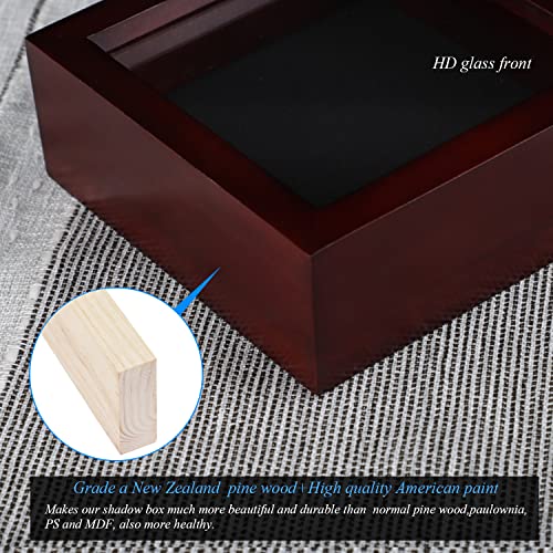 1DOT2 5x5 Shadow Box Frame Display Case, Cherry Red | Grade A Pine Wood, HD Glass Front, Soft Linen Back, 1.2 Inch Depth, MDF Backboard, For Pet Flower Photos Cherry Red - color: Cherry Red, size: 5x5