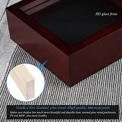 1DOT2 5x5 Shadow Box Frame Display Case, Cherry Red | Grade A Pine Wood, HD Glass Front, Soft Linen Back, 1.2 Inch Depth, MDF Backboard, For Pet Flower Photos Cherry Red - color: Cherry Red, size: 5x5