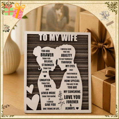 Mothers Day To My Wife Plaque | Valentines Romantic Gifts for Wife from Husband, Rustic Love Sign for Wife's Birthday, Wedding Anniversary, Christmas & Just Because - style: To My Wife