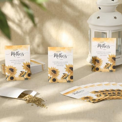 AmazingSpark 50 Pcs Mother's Day Seed Packets Self-Adhesive Flower Seed Envelopes Party Favors & Church Gifts for Mom DIY Empty Floral Mini Organizers, No Seeds (Sunflower) - style: Sunflower