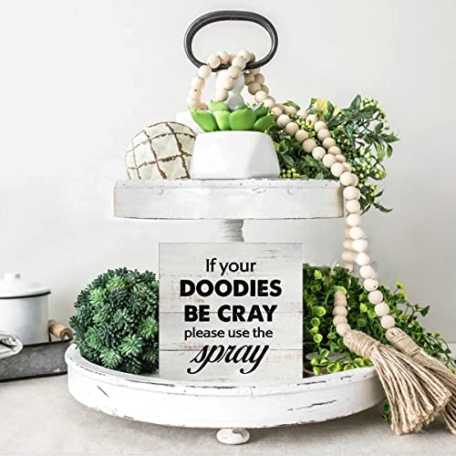 Rustic Funny Bathroom Wood Box Sign Decor - color: DOODIES