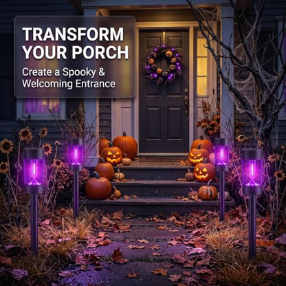 Eyrosa Halloween Solar Pathway Lights Outdoor Waterproof, 8 Pack, Purple - color: Purple