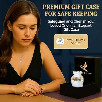 Small Urns for Human Ashes - Elegant Keepsake Cremation Urns (Pearl White, Set of 4) - color: Pearl White