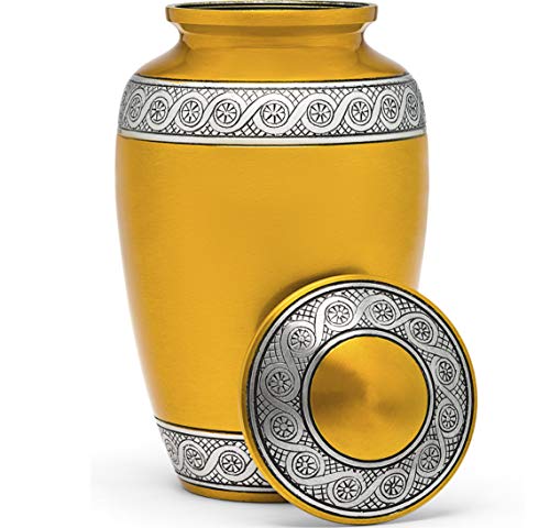 Eternal Harmony Cremation Urns for Human Ashes - Large Adult Size for Men & Women | Decorative Funeral Urns with Handcrafted Designs | Honor and Remember Your Loved Ones | Holds Up to 210 Cubic Inches - color: Gold