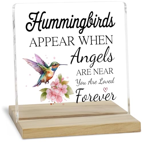 Hummingbird Memorial Gifts Decor Sign, Sympathy Gifts for Loss Loved One Acrylic Plaque - color: Hummingbird