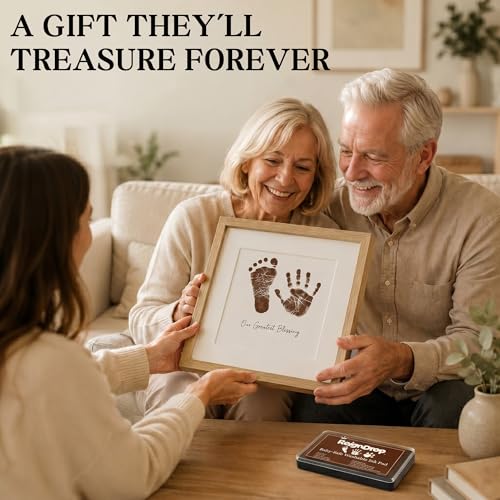 ReignDrop Baby Ink Pad for Hand and Footprints, Non-Toxic Acid-Free Keepsake Kit, Smudge-Proof Archival Ink Wipes Off Skin, for Scrapbook, Photo Album, Frames & Pet Paws, Baby Gift (Brown) - color: Brown