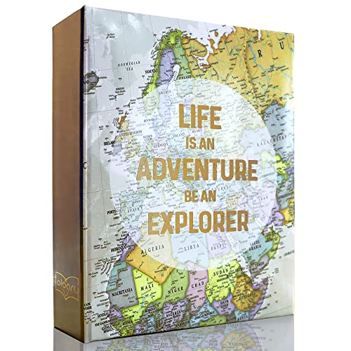 Holoary Photo Albums 4x6 100 Photos, Small Size 1 Picture Per Page, 100 Pockets 4"x6", Printed Book Cover Old Map Adventure Travel Vacation - size: 100 Pockets
