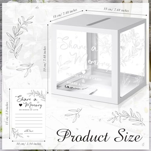Pajean 50 Pcs Greenery Share a Memory Card, Celebration of Life Cards Box - color: White