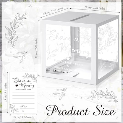 Pajean 50 Pcs Greenery Share a Memory Card, Celebration of Life Cards Box - color: White
