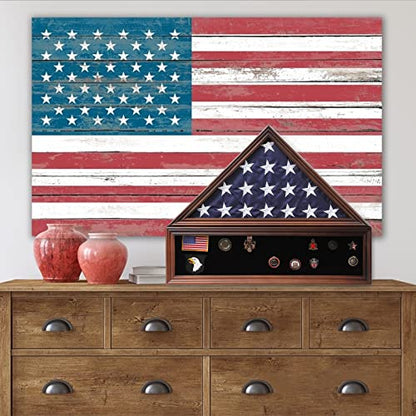 Veteran Flag Shadow Box 5x9.5 Solid for Flag Display Walnut Finish - size: Medium-Walnut