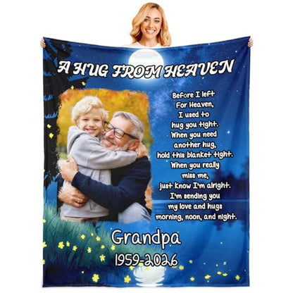 Personalized Sympathy Blanket Custom Memorial Blanket with Photos for Loss of Loved One in Loving Memory Bereavement Grief Gifts for Father Mother Husband Wife Friends (Style-9)