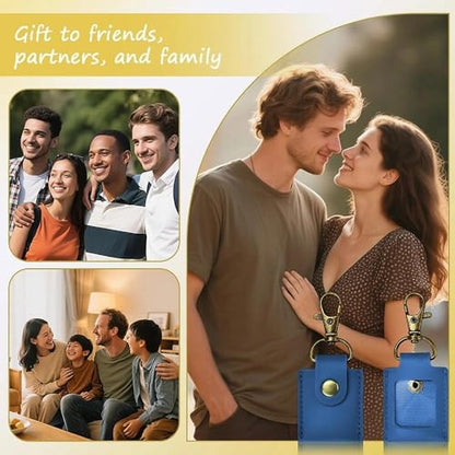 Leather Photo Frame Keychains for Women Men Birthday Anniversary Christmas Gifts - color: Blue