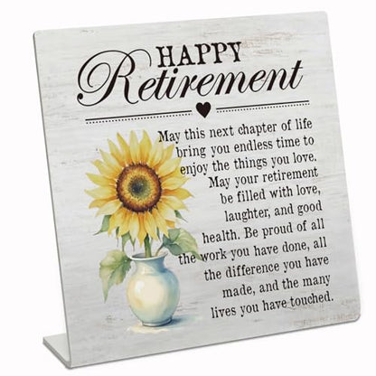Stainless Steel Desk Plaque with Sunflower Design, Funny Gift for Work Friend, Happy Retirement Gift for Colleague Friend Family, Motivational Retirement Desk Decor HDESK21 - style: Colleague Friend