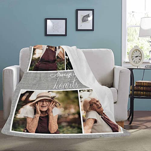D-Story Personalized Memorial Throw Blanket With Photo - Mom Loss Gift, Always in Our Heart - Sympathy and Bereavement Gift - color: Design1