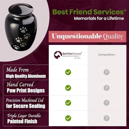 Ottillie Legacy Ebony/Pewter/Vert Urn, up to 115lbs - color: Ebony, Vertical Pewter Paws, size: Large
