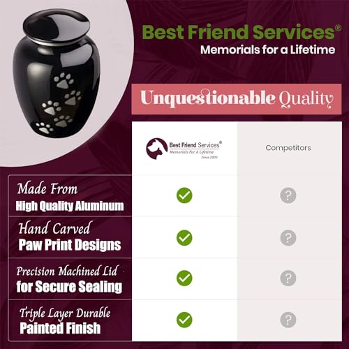Ottillie Legacy Ebony/Pewter/Vert Pet Urn, up to 25lbs - color: Ebony, Vertical Pewter Paws, size: Small