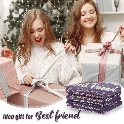 Best Friend Blanket Gifts on Christmas, Friendship Blanket Gifts for Women, Work Bestie, BFF, Soul Sister, for Women Friends on Mothers Day, Birthday, Xmas, to My Friend Throw Blanket, 60"x50" - color: Purple