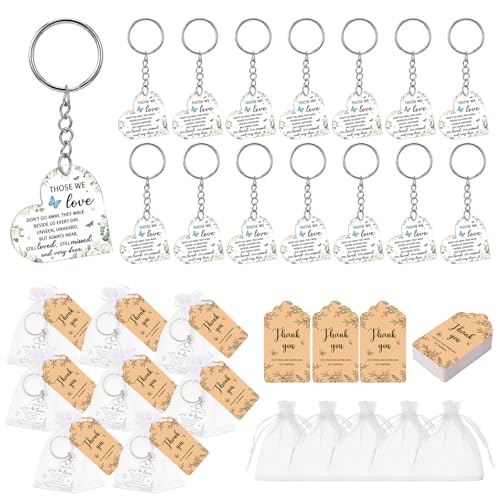 Equsion 60 Set Funeral Keychains for Guests Memorial Favors, Heart - style: Heart