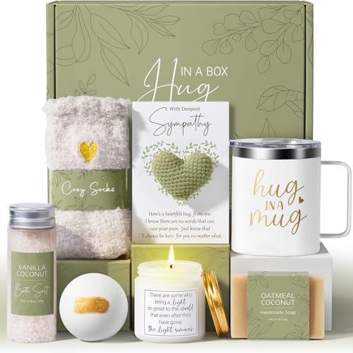 Sympathy Gifts for Loss of Loved One Dad Mom Memorial Bereavement Gift Idea | Grief Condolences Gift Baskets for Loss of Mother Father Husband, Hug In A Box Sorry for Loss Miscarriage Gifts for Mothers