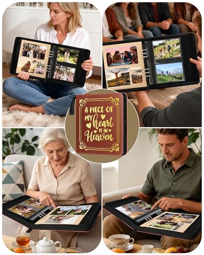 Memorial Photo Album 4x6 100 Photos, Leather Memory DIY Scrapbook with 25 Sheets and 20 Blank Kraft Sheets, Sympathy and Bereavement Gift for Loss of Loved One Condolences Gifts - color: Brown