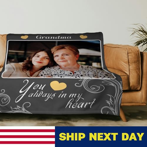 Personalized Memorial Blanket with Photos in Loving Memory for Loved Ones Lost, Custom Gift Loss of Dad Mom Son Daughter, Bereavement Sympathy (Style 4) - color: Gray