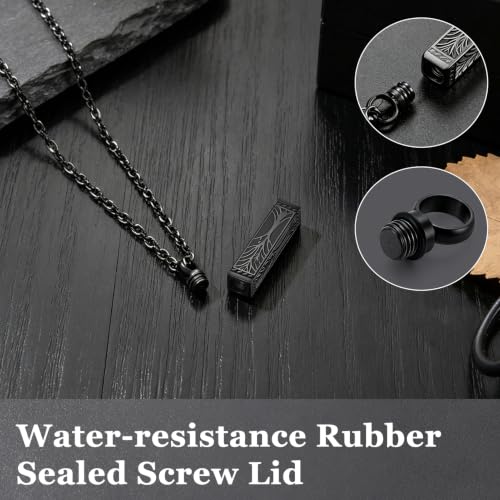 abooxiu Urn Necklace for Ashes Memorial Cremation Jewelry for Ashes Stainless Steel Ashes Jewelry Cube Ashes Necklace Bar Urn Pendant for Women Men - style: Engraved-Tree of Life-Black
